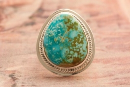 Genuine Kingman Water Web Turquoise Sterling Silver Native American Ring